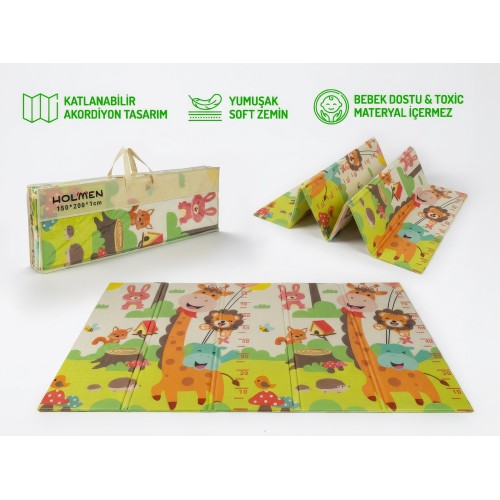 Holmen Oyun Matı Arabalar ve Hayvanlar Katlanabilir 150*200 cm